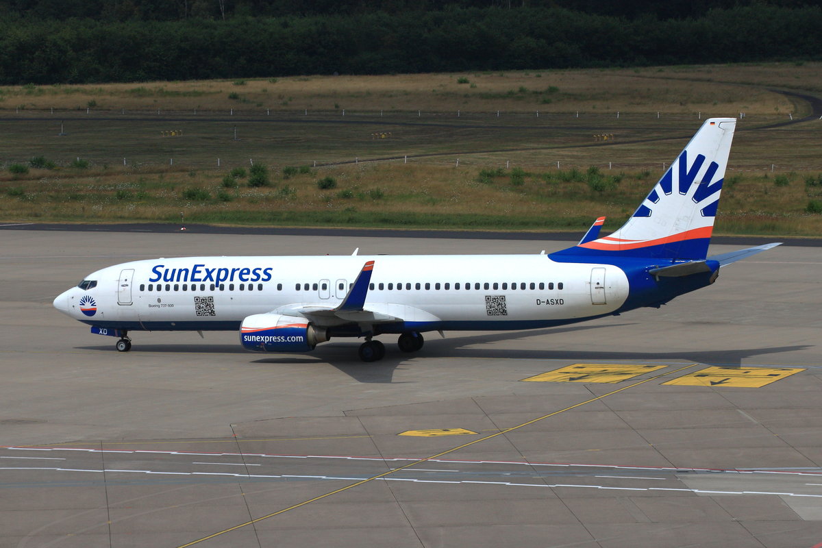 Sun Express Deutschland, Boeing 737-8AS, D-ASXD. Köln-Bonn (CGN/EDDK), 22.07.2018.
