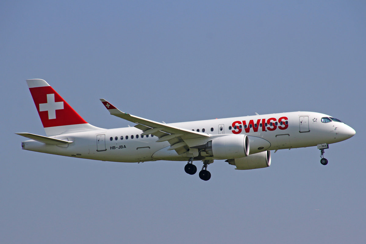 SWISS Global Air Lines, HB-JBA, Bombardier CS-100,  Kanton Zrich , 31.August 2016, ZRH Zrich, Switzerland.
