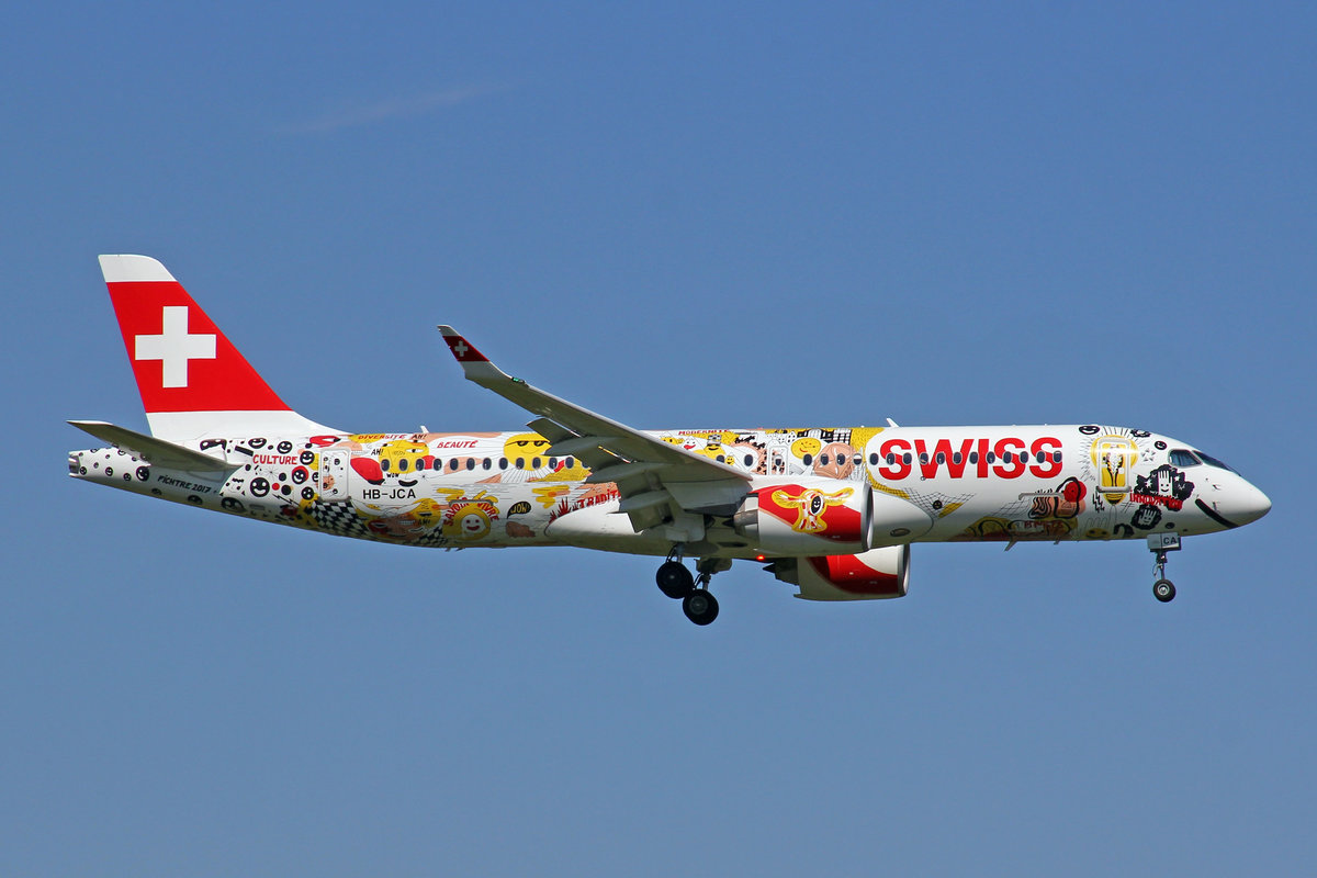 SWISS Global Air Lines, HB-JCA, Bombardier CS-300,  Fichtre 2017 , 7.August 2017, ZRH Zürich, Switzerland.