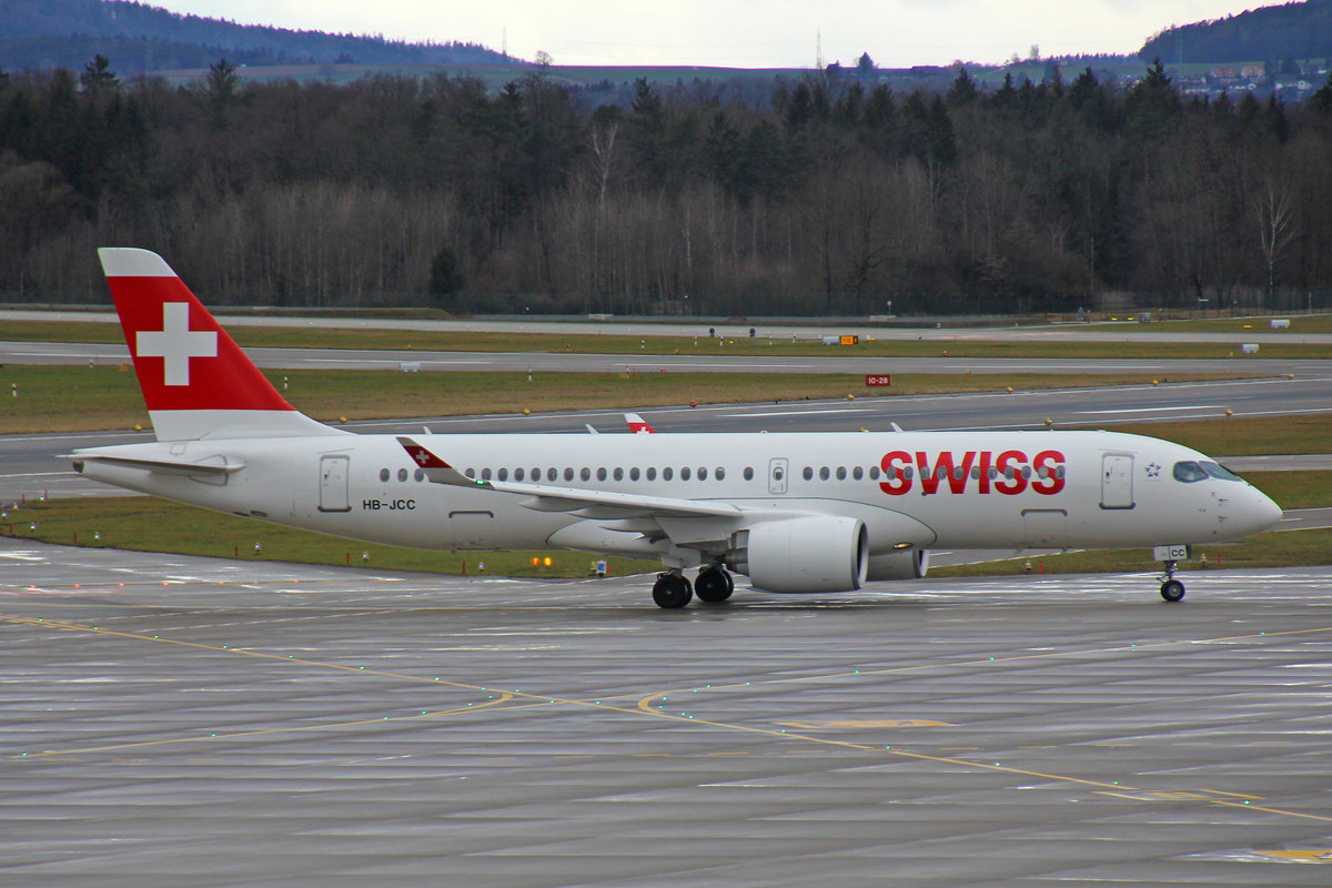 SWISS Global Air Lines, HB-JCC, Bombardier CS-300,  21.Januar 2018, ZRH Zürich, Switzerland.