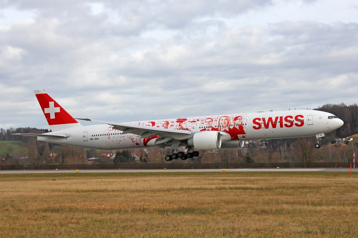 SWISS Global Air Lines, HB-JNA, Boeing B777-3DEER,  Faces of SWISS , 8.Februar 2016, ZRH Zrich, Switzerland.