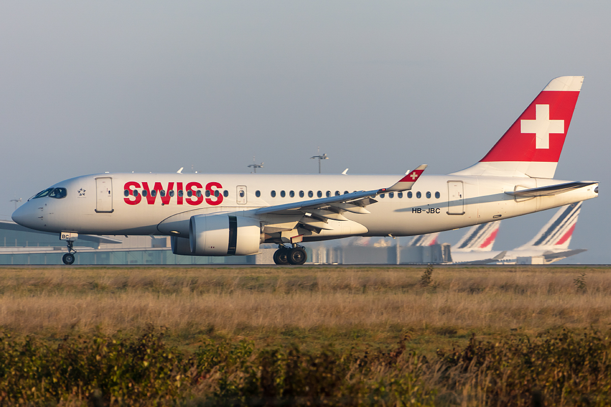 Swiss, HB-JBC, Airbus, A220-100, 10.10.2021, CDG, Paris, France