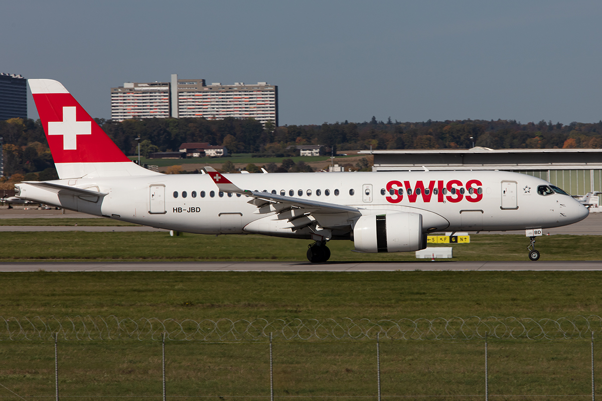 Swiss, HB-JBD, Airbus, A220-100, 15.10.2019, STR, Stuttgart, Germany


