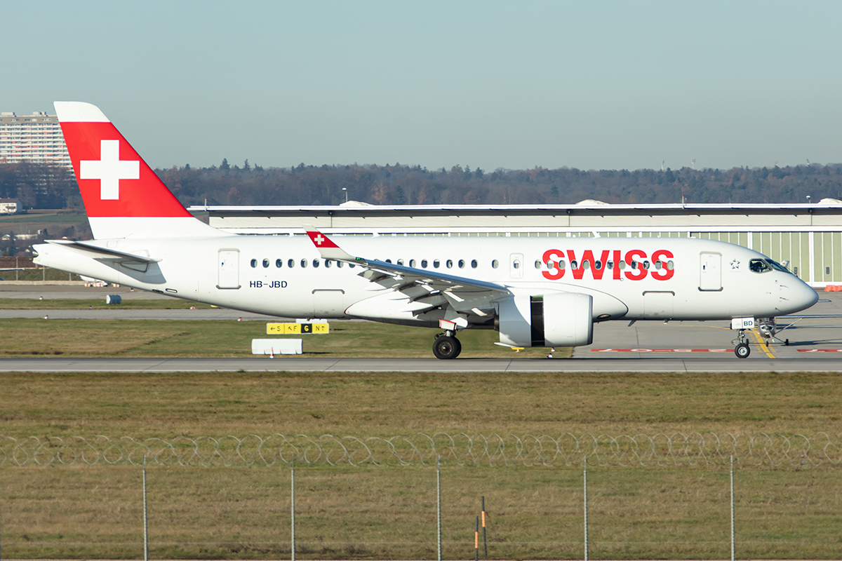 Swiss, HB-JBD, Bombardier, CS-100, 03.12.2019, STR, Stuttgart, Germany




