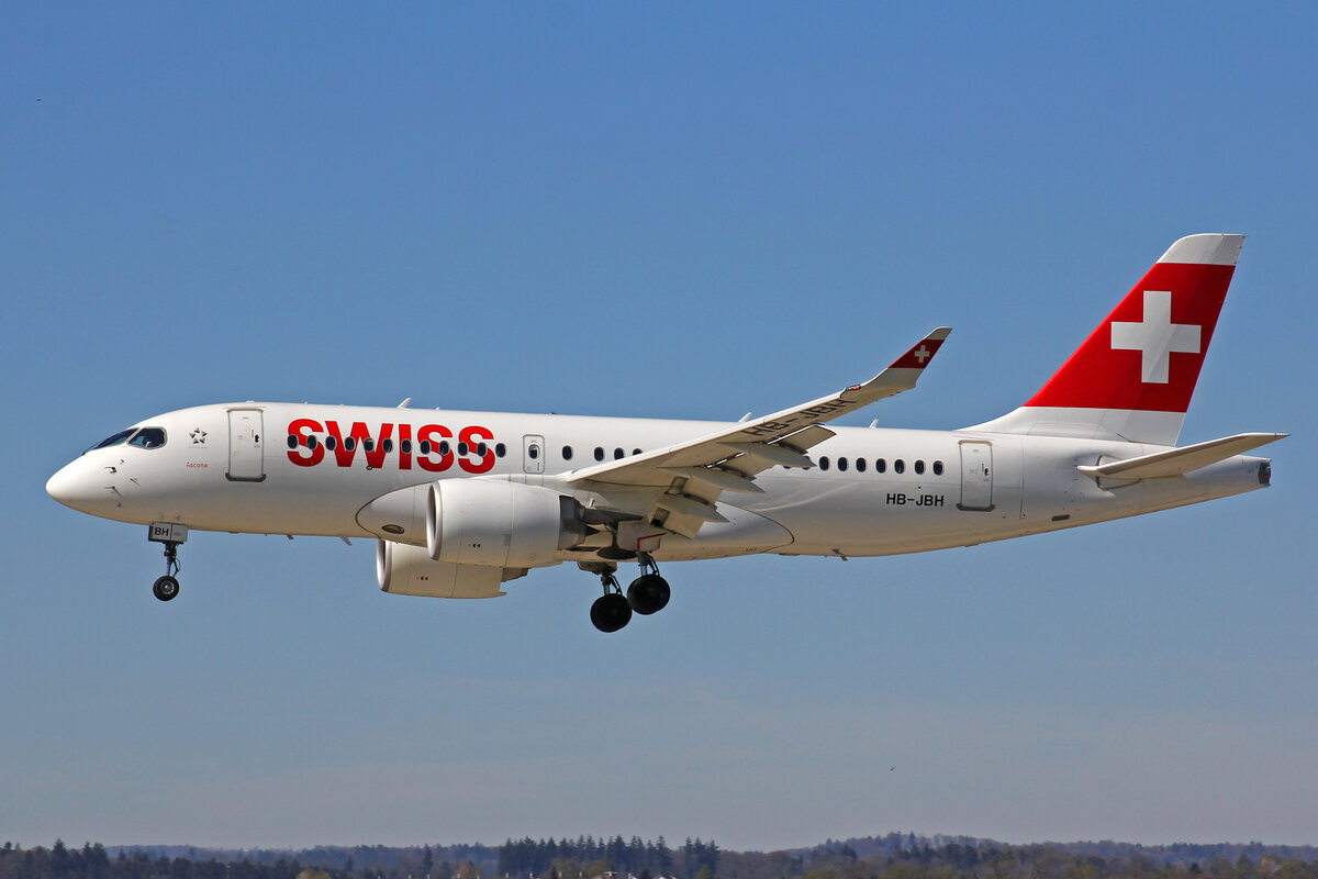 SWISS International Air Lines, HB-JBH, Bombardier CS-100, msn: 50017,  Ascona , 18.April 2022, ZRH Zürich, Switzerland.