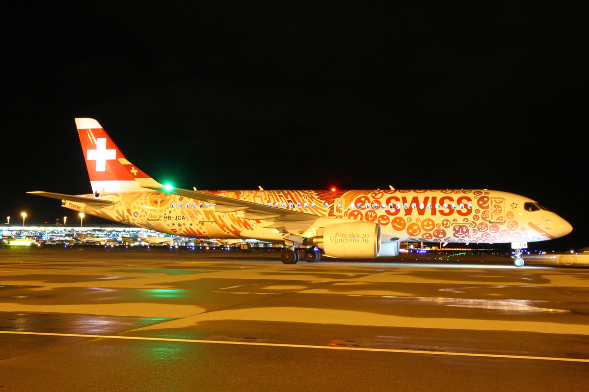 SWISS International Air Lines, HB-JCA, Bombardier CS-300, msn: 55010,  Fête des Vignerons 2019 , 09.März 2019, ZRH Zürich, Switzerland.