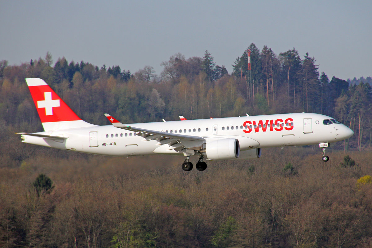 SWISS International Air Lines, HB-JCB, Bombardier CS-300, msn: 55011, 14.April 2018, ZRH Zürich, Switzerland.
