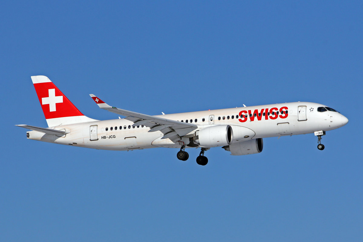 SWISS International Air Lines, HB-JCG, Bombardier CS-300, msn: 55020, 13.Februar 2021, ZRH Zürich, Switzerland.