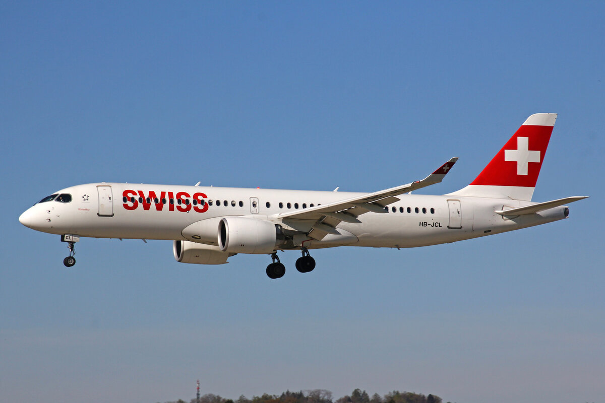 SWISS International Air Lines, HB-JCL, Bombardier CS-300, msn: 55029,  Winterthur , 18.April 2022, ZRH Zürich, Switzerland.