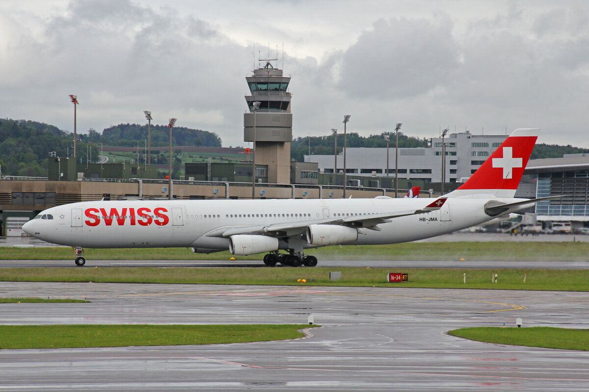 SWISS International Air Lines, HB-JMA, Airbus A340-313X, msn: 538,  Frauenfeld , 13.Mai 2021, ZRH Zürich, Switzerland.