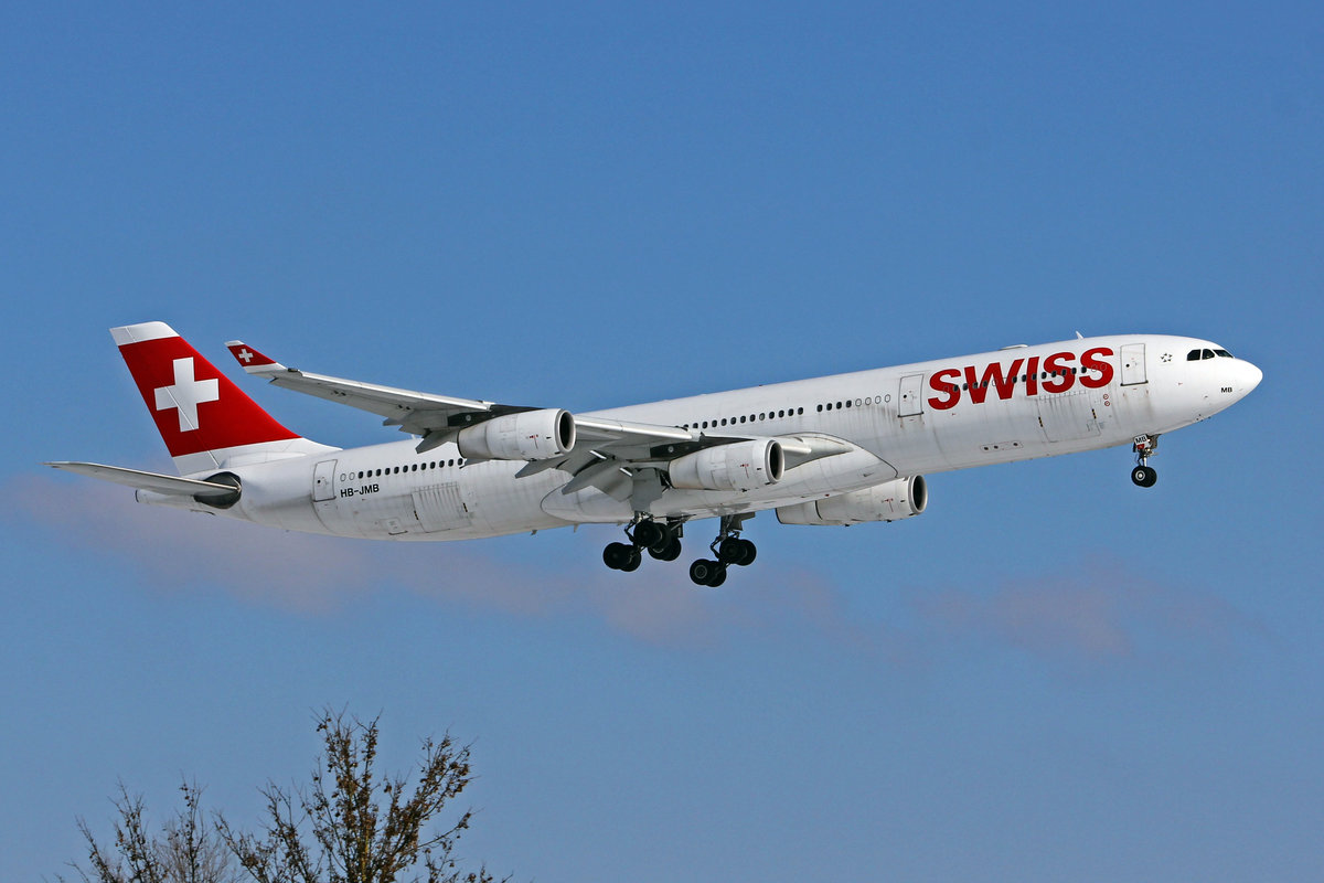 SWISS International Air Lines, HB-JMB, Airbus A340-313X, msn: 545,  Zürich , 13.Februar 2021, ZRH Zürich, Switzerland.