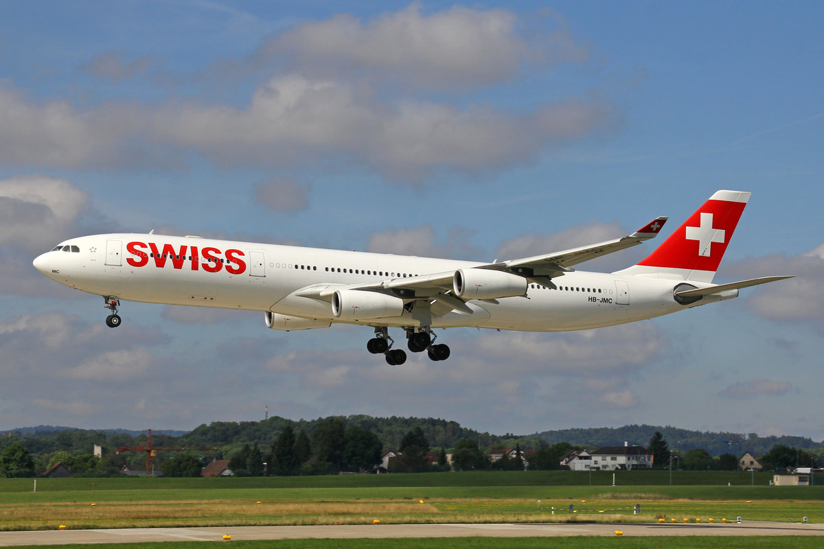 SWISS International Air Lines, HB-JMC, Airbus A340-313X,  Basel , 7.August 2017, ZRH Zürich, Switzerland.