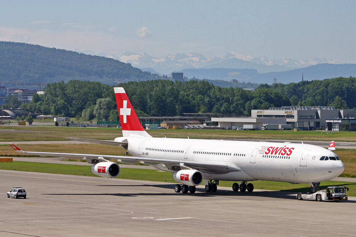 SWISS International Air Lines, HB-JME, Airbus A340-313X, msn: 559,  Lausanne , 22.Juni 2008, ZRH Zürich, Switzerland.