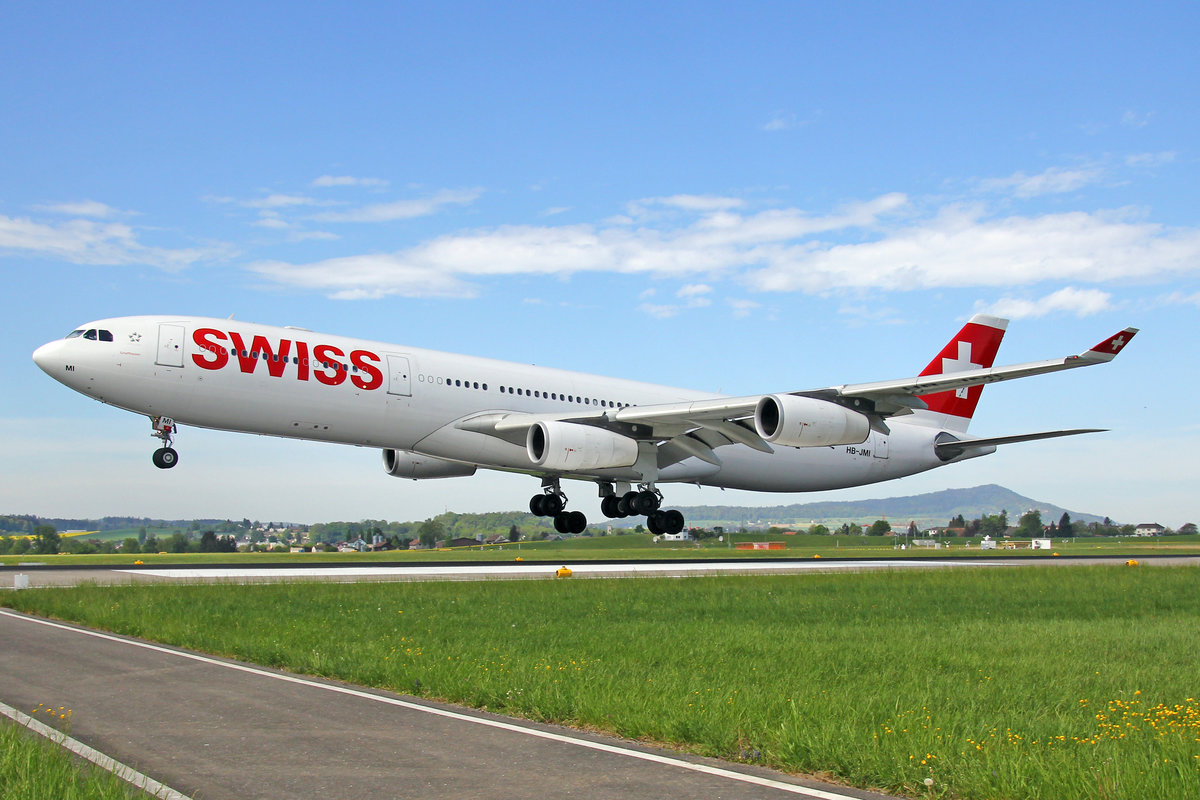 SWISS International Air Lines, HB-JMI, Airbus A340-313X, msn: 598,  Schaffhausen , 29.April 2018, ZRH Zürich, Switzerland.