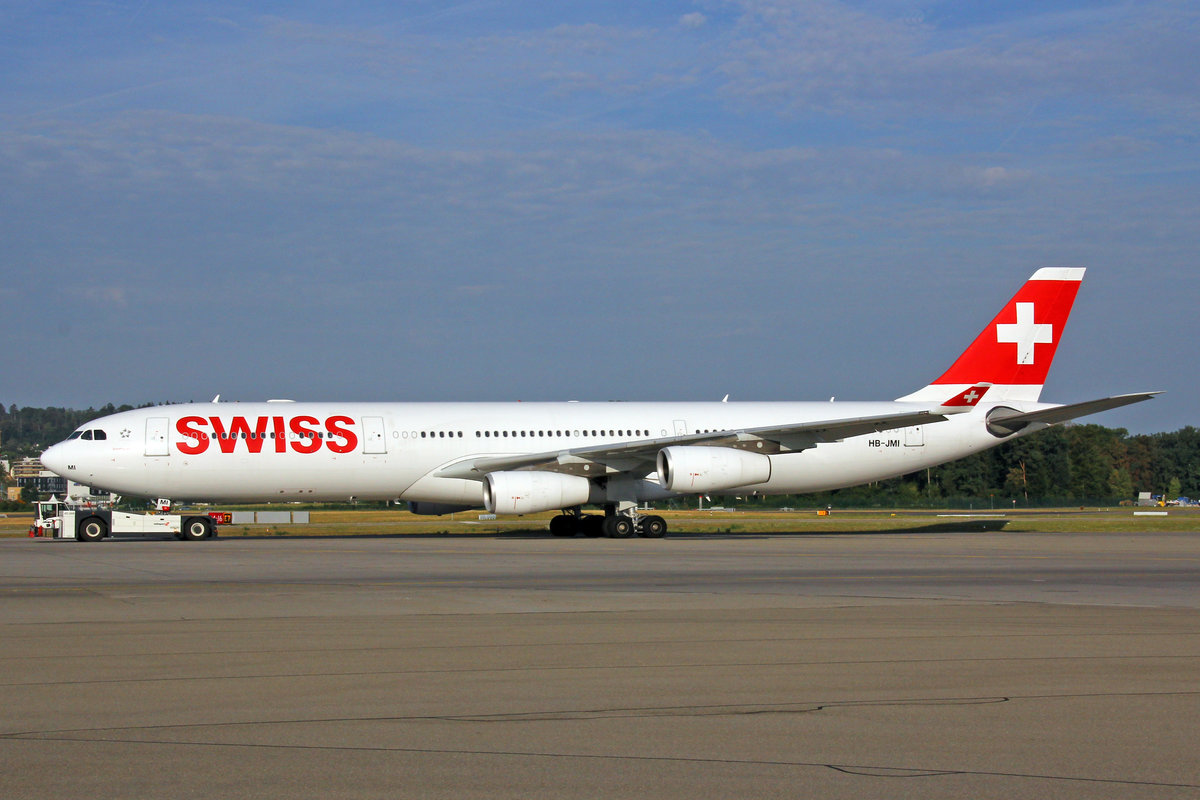 SWISS International Air Lines, HB-JMI, Airbus A340-313X, msn: 598,  Schaffhausen , 01.August 2018, ZRH Zürich, Switzerland.