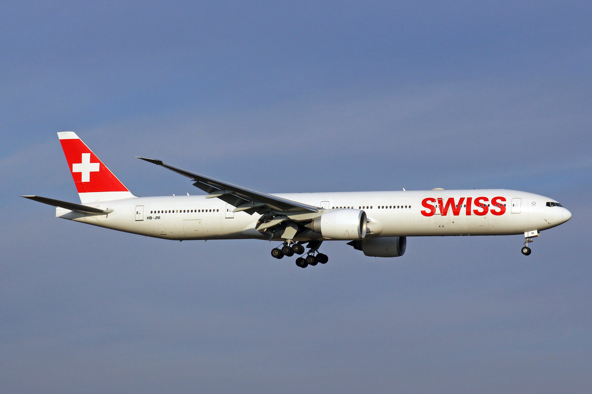 SWISS International Air Lines, HB-JNI, Boeing 777-3DEER, msn: 62754/1540, 12.Januar 2020, ZRH Zürich, Switzerland.