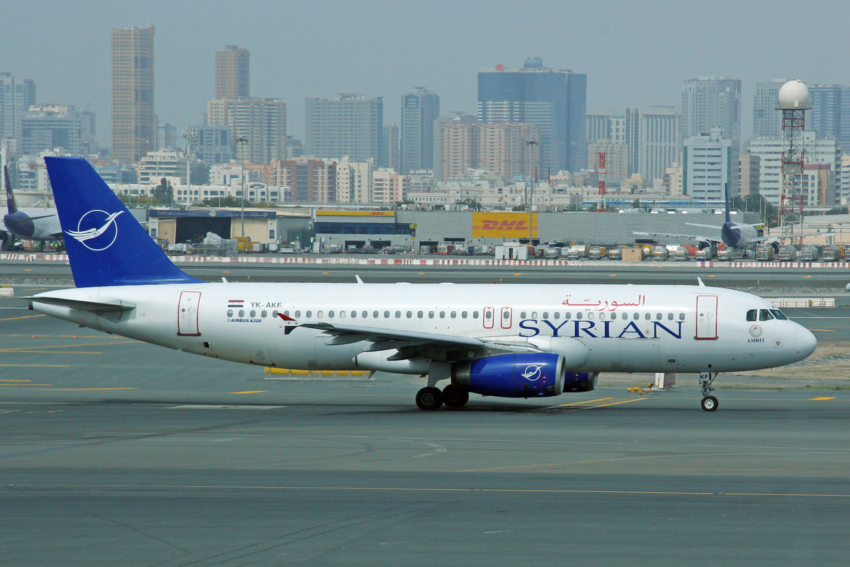 Syrian Air, YK-AKF, Airbus A320-232, 11.März 2017, DXB Dubai, United Arab Emirates.