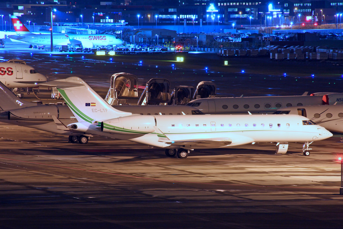 TAG Aviation Espana, EC-LTF, Bombardier Global Express 6000, msn: 9464, 24.Januar 2019, ZRH Zürich, Switzerland.