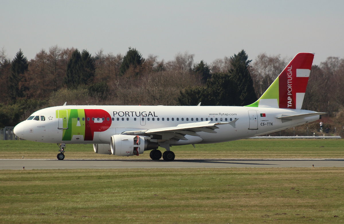 TAP Portugal,CS-TTK,(c/n 1034),Airbus A319-111,02.04.2016,HAM-EDDH,Hamburg,Germany(Name:Miquel Torga)