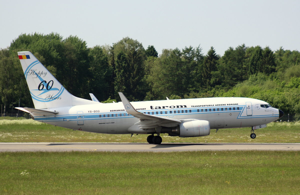 TAROM, YR-BGG, MSN 28442, Boeing 737-78J(WL), 28.05.2017,HAM-EDDH, Hamburg, Germany (Retro livery & Named: Craiova) 