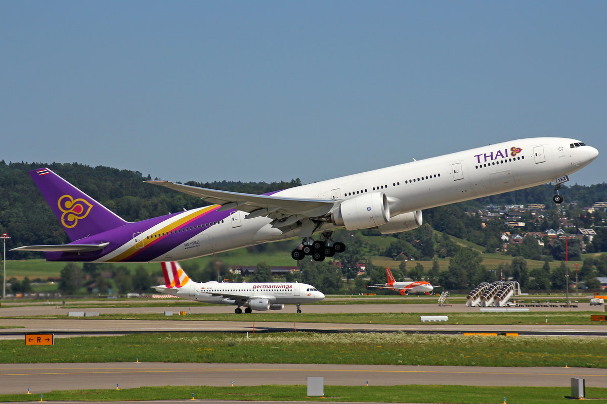 Thai Airways, HS-TKZ, Boeing 777-3D7ER, msn: 42115/1338,  Sulalivan , 18.August 2019, ZRH Zürich, Switzerland.