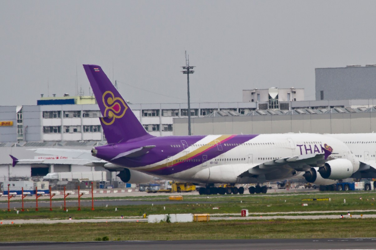 Thai Airways, HS-TUD  Phayuha Khiri , Airbus, A 380-800, 15.09.2014, FRA-EDDF, Frankfurt, Germany (Sorry für das Flimmern im Bild)