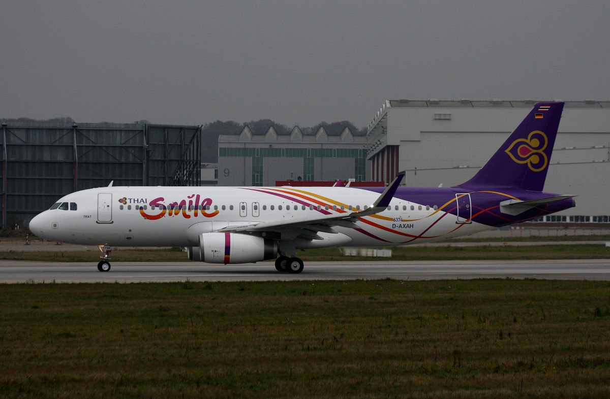 Thai Smile,D-AXAH,Reg.HS-TXR,(c/n 6374),Airbus A320-232(SL),19.11.2014,XFW-EDHI,Hamburg-Finkenwerder,Germany