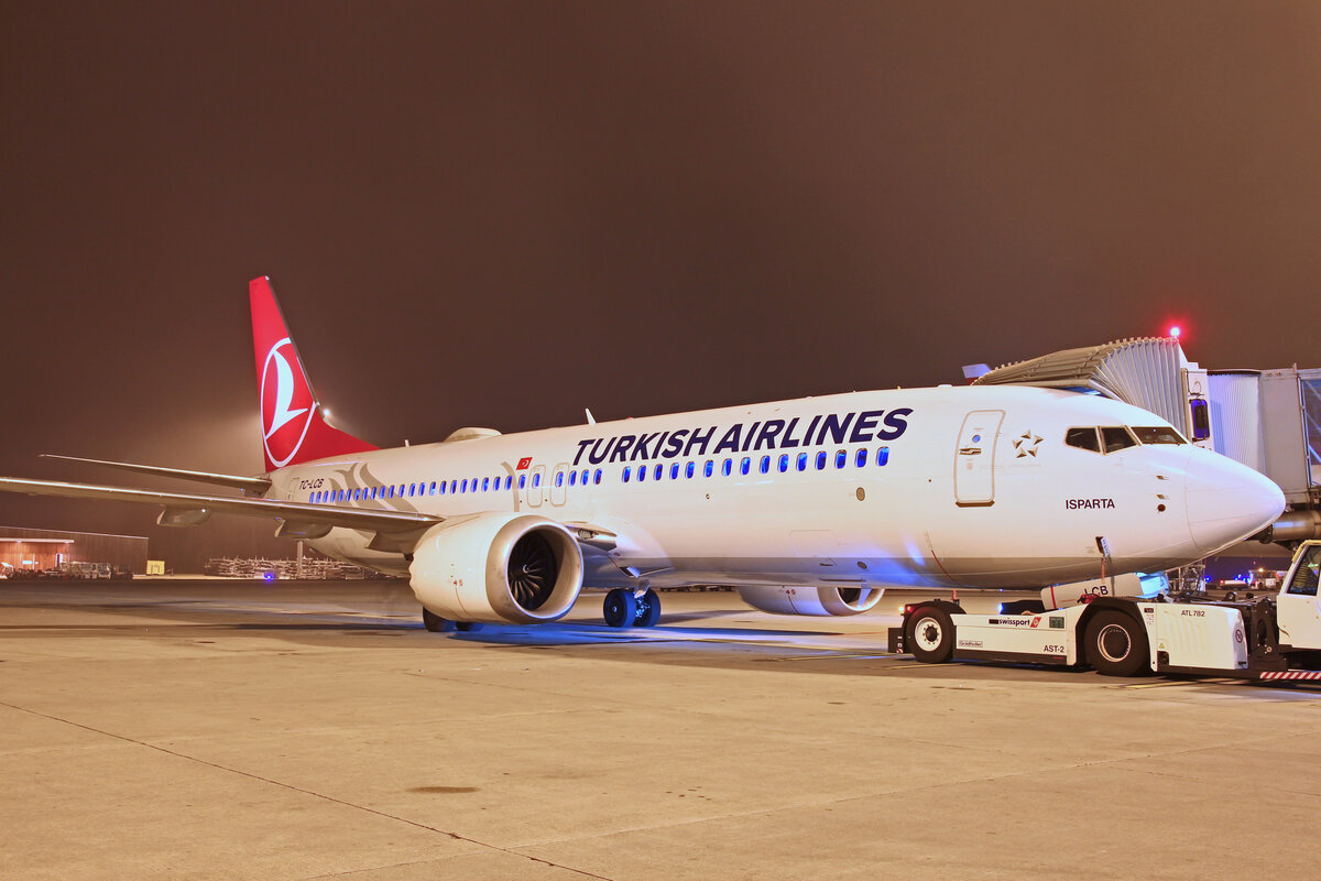 THY Turkish Airlines, TC-LCB, Boeing B737-8MAX, msn: 60033/7128,  Isparta , 12.November 2021, ZRH Zürich, Switzerland.