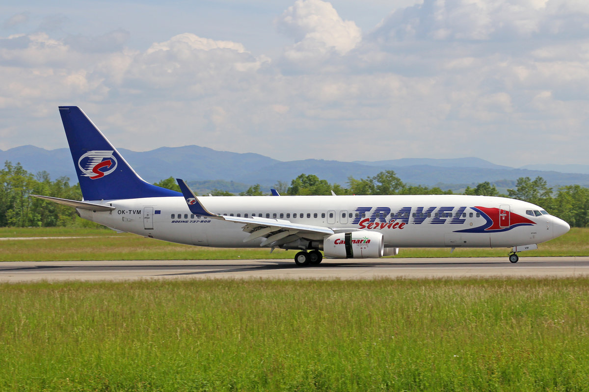 Travel Service, OK-TVM, Boeing 737-8FM W, 18.Mai 2016, BSL Basel, Switzerland.