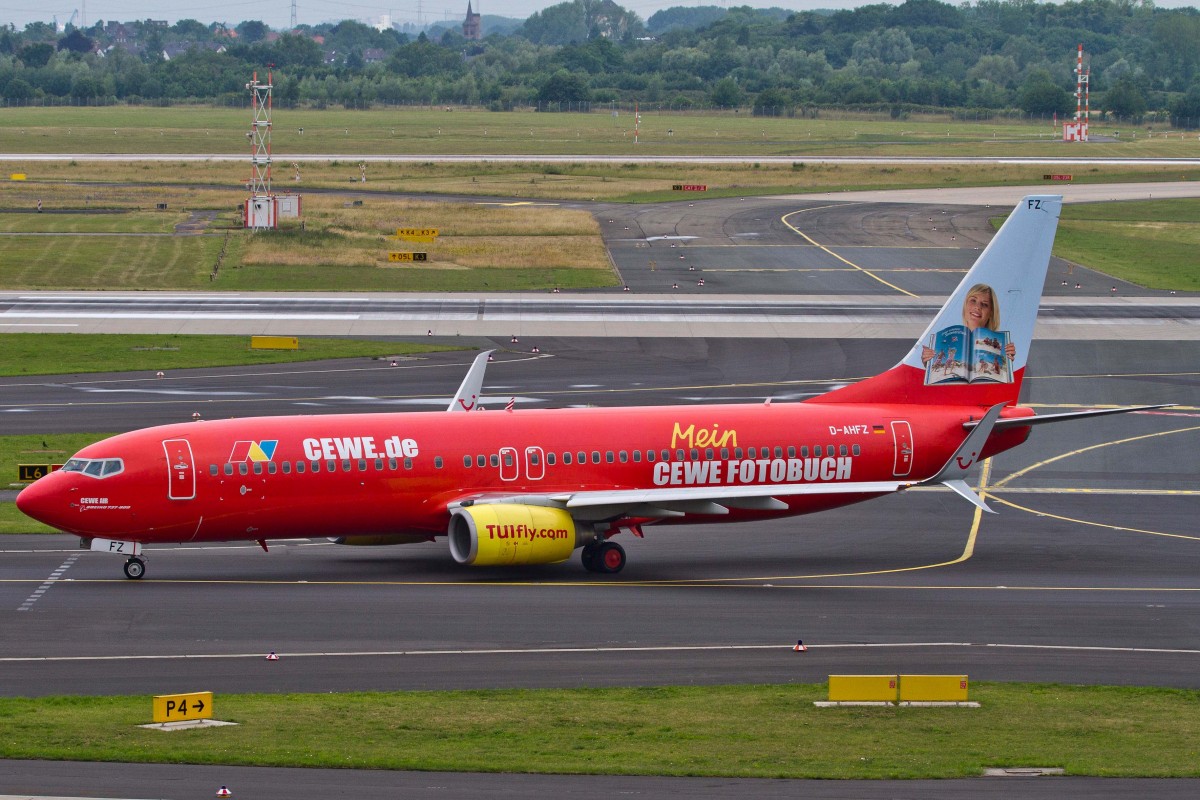 TUIfly (X3-TUI), D-AHFZ  CEWE AIR , Boeing, 737-8K5 sswl, 27.06.2015, DUS-EDDL, Düsseldorf, Germany  	
	