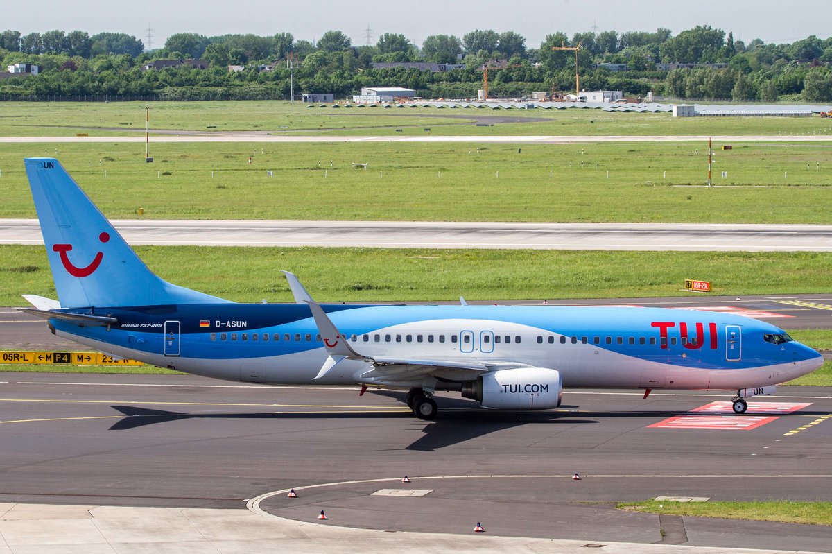 TUIfly (X3-TUI), D-ASUN, Boeing, 737-8BK sswl (neue X3-Lkrg.), 17.05.2017, DUS-EDDL, Düsseldorf, Germany