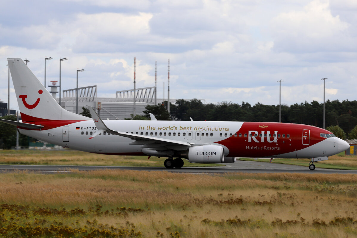 TUIfly (X3-TUI), D-ATUZ, Boeing, 737-8K5 wl /  RIU Hotels & Resorts -Lkrg., 08.08.2021, EDDF-FRA, Frankfurt, Germany