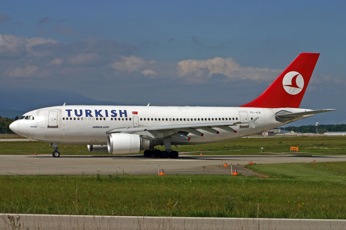 Turkish Airlines, TC-JCZ, Airbus A310-304, msn: 480,  Ergene , 02.September 2007, GVA Genève, Switzerland.