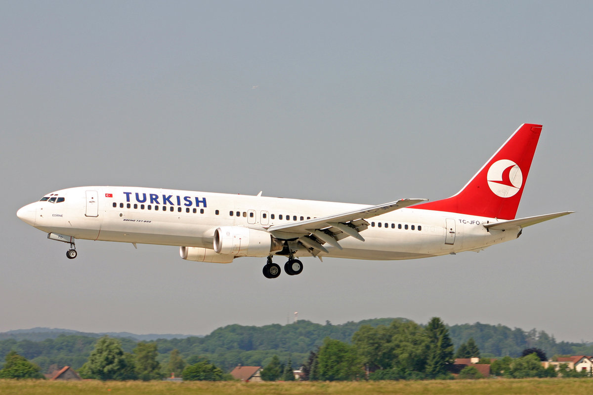 Turkish Airlines, TC-JFO, Boeing B737-8F2, msn: 29777/309,  Edirne , 22.Juni 2005, ZRH Zürich, Switzerland.
