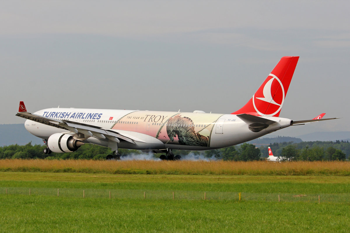 Turkish Airlines, TC-JOG, Airbus A330-303, msn: 1620,  The Yerar of Troy , 06.Juli 2019, ZRH Zürich, Switzerland.
