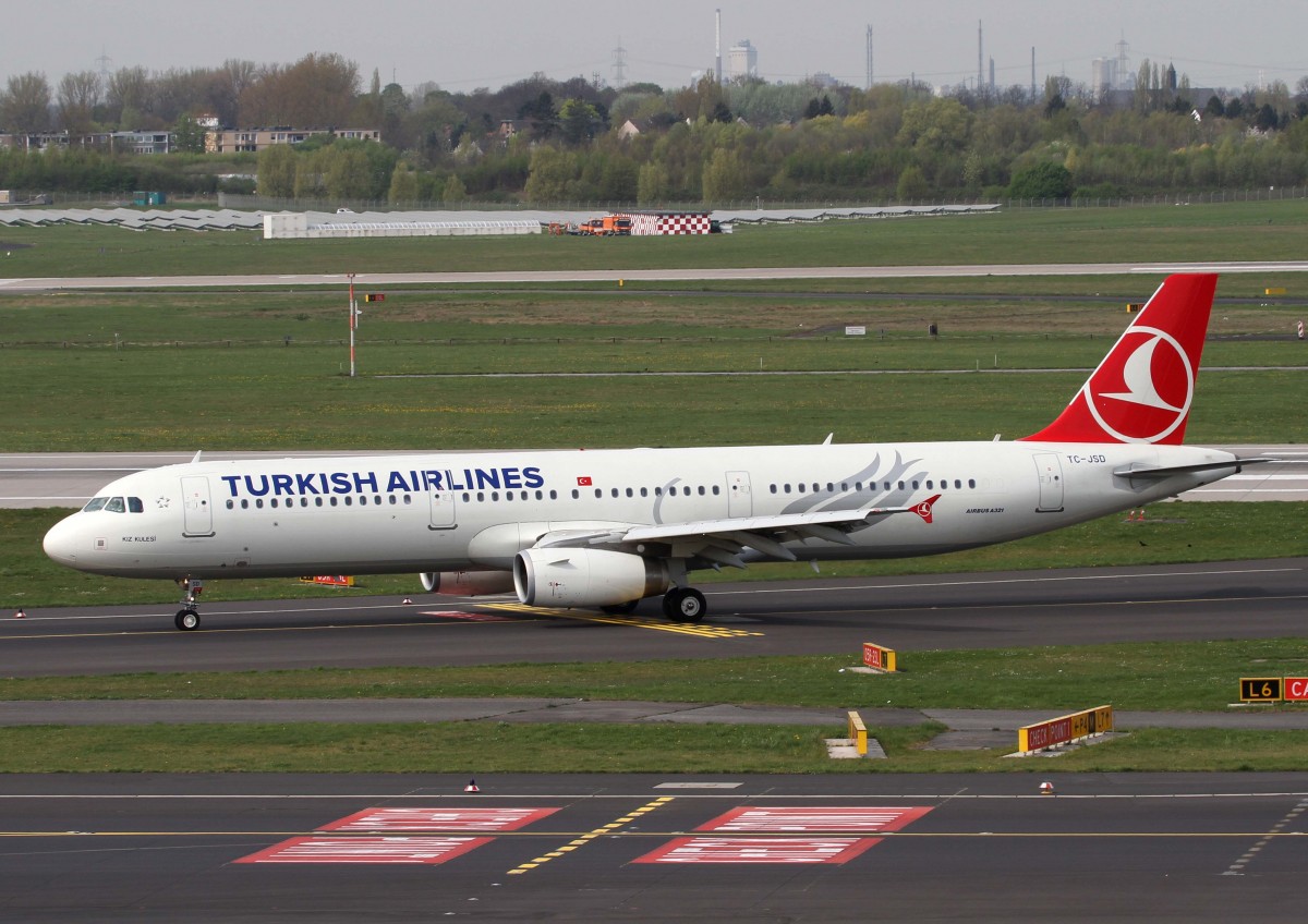 Turkish Airlines, TC-JSD  Kiz Lulesi , Airbus, A 321-200 (neue TA-Lackierung), 02.04.2014, DUS-EDDL, Dsseldorf, Germany 