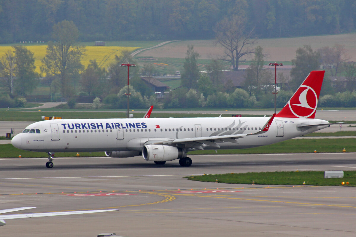 Turkish Airlines, TC-JTI, Airbus A321-231, msn: 7089,  Büyükçekmece , 23.April 2022, ZRH Zürich, Switzerland.