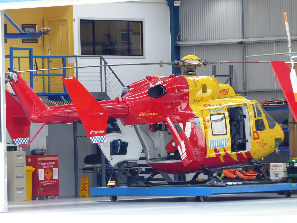 VH-RSQ, MBB/Kawasaki BK-117B2, Rotorlift Aviation-Police/Ambulance, Hobart Airport (HBA), 13.1.2018