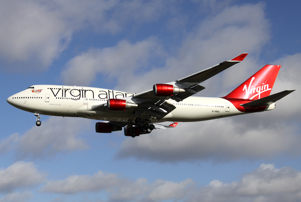 Virgin Atlantic B747-400 G-VBIG im Anflug auf 27L in LHR / EGLL / London Heathrow am 22.02.2014