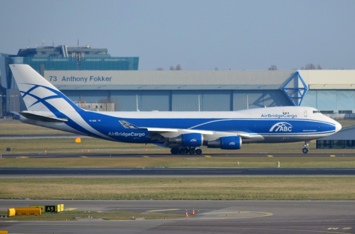 VQ-BHE AirBridgeCargo Boeing 747-4KZF  unterwegs zum Frachtzentrum in Amsterdam  13.03.2015