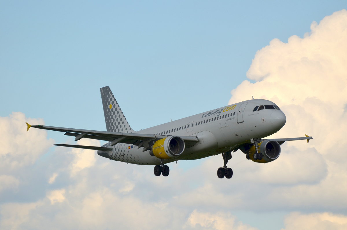 Vueling Airbus A320 EC-JTR No Vueling no Party im Anflug auf Hamburg Fuhlsbüttel am 02.10.16