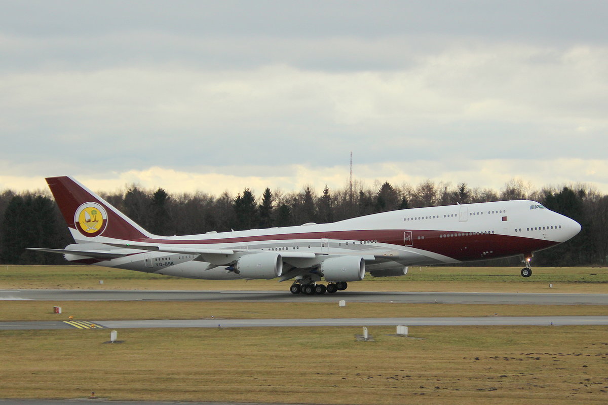 Worldwide Aircraft Holding (Ex.Qatar Amiri Flight), VQ-BSK, MSN 42096, Boeing 747-8ZV(BBJ),14.03.2018, HAM-EDDH, Hamburg, Germany (Stored 02/2018)