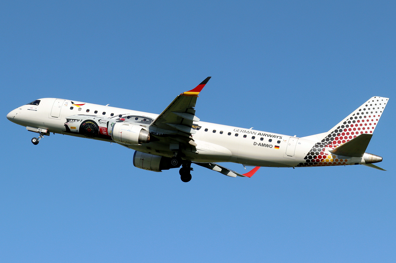 German Airways Embraer ERJ-190-100IGW D-AMWO beim Start in Amsterdam 28.4.2026