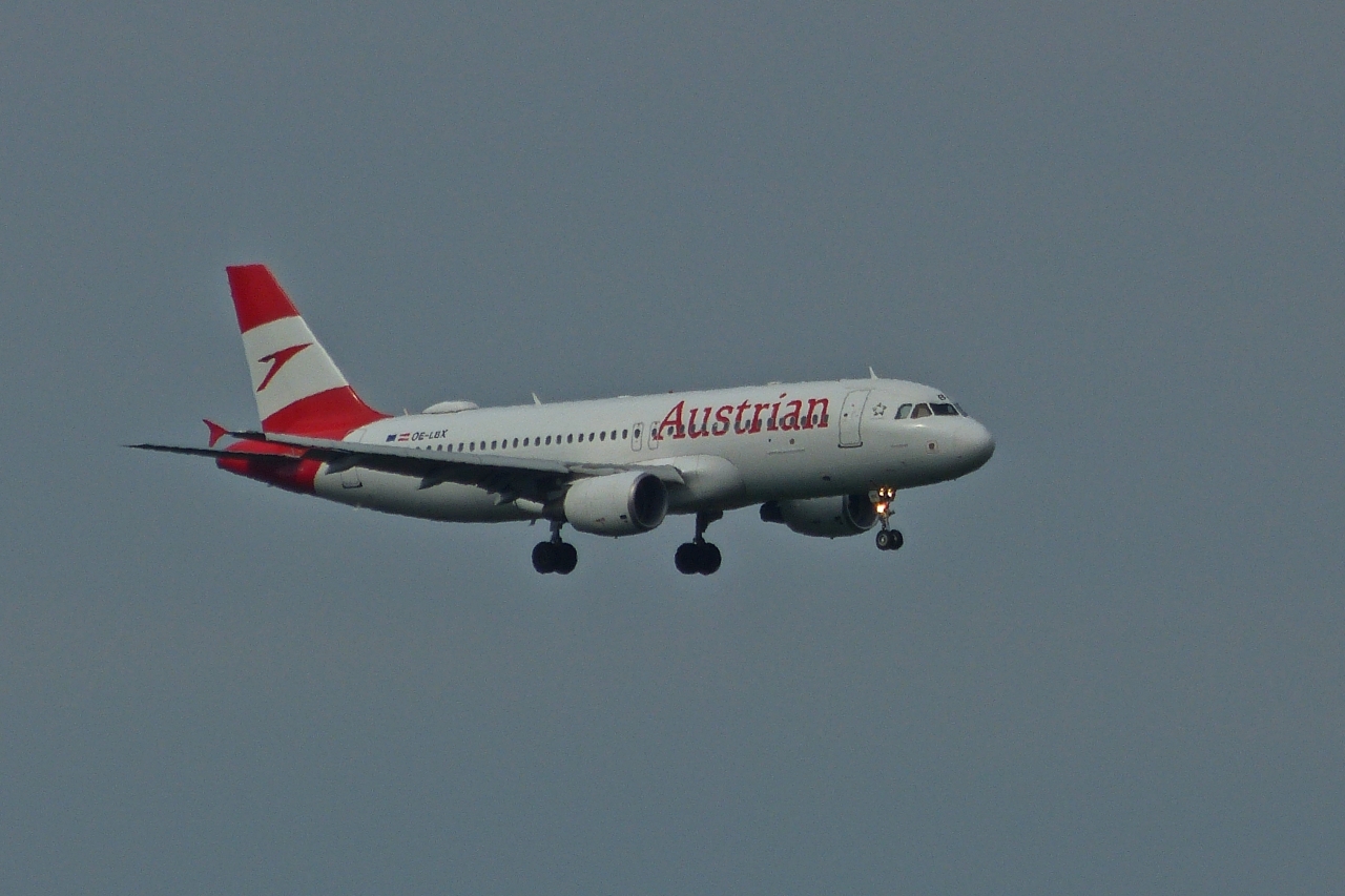 OE-LBX Airbus A 320–214 der Austrian Airlines beim Anflug auf den Flughafen Wien. 06.2023