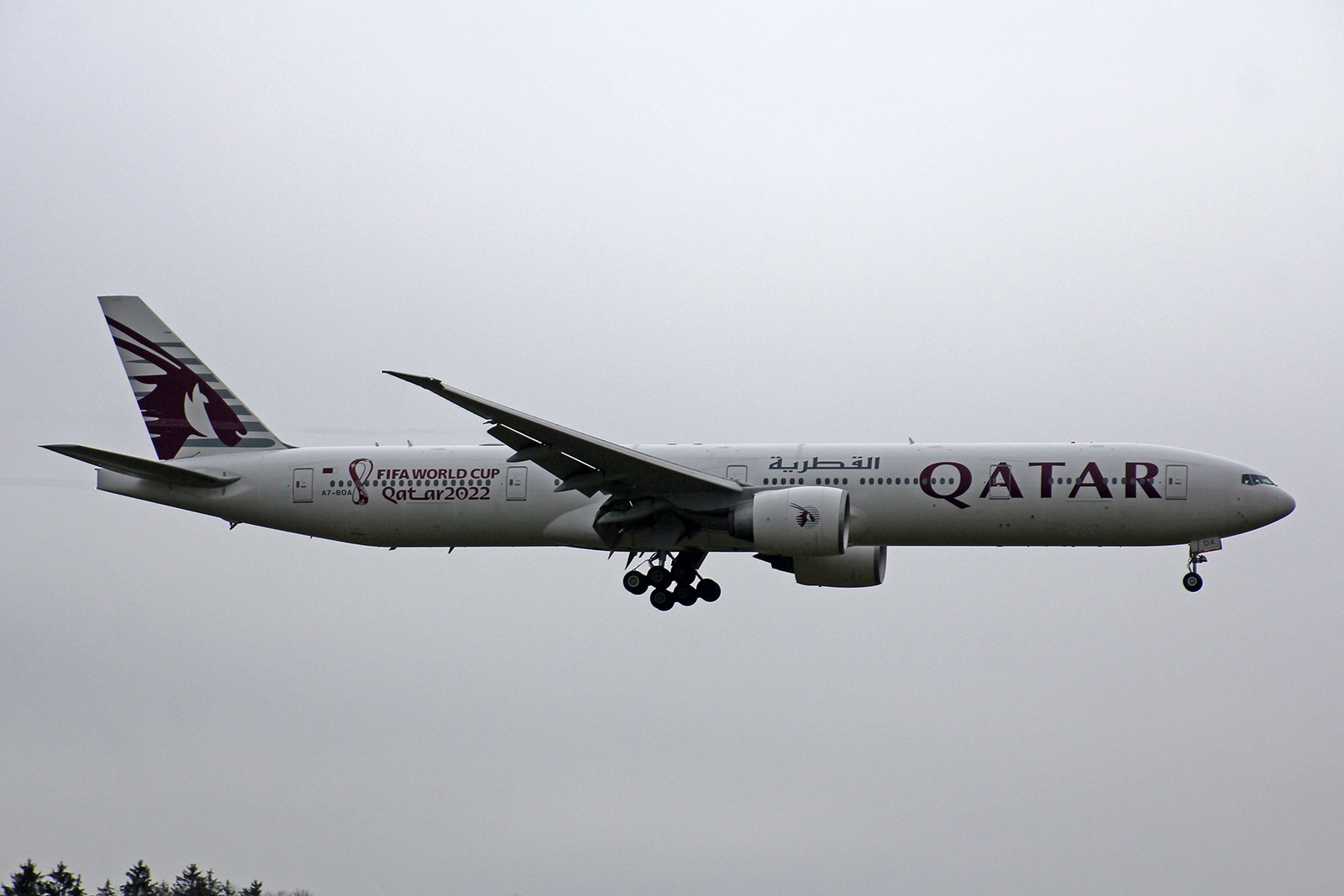 Qatar Airways, A7-BOA, Boeing B777-367ER, msn: 36159/835,  FIFA World Cup , 17.Januar 2023, ZRH Zürich, Switzerland.