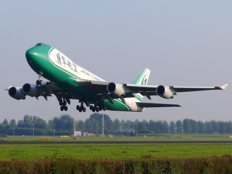 Boeing 747-400F der Jade Cargo am 20.9.2008 in Amsterdam beim Start