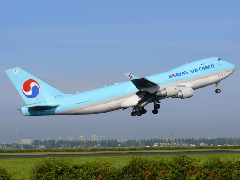 Boeing 747-400F von Korean Cargo beim Start am 20.9.2008 in Amsterdam