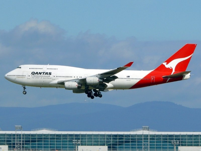 Boeing 747-438 von Qantas in Frankfurt am 9.8.2008