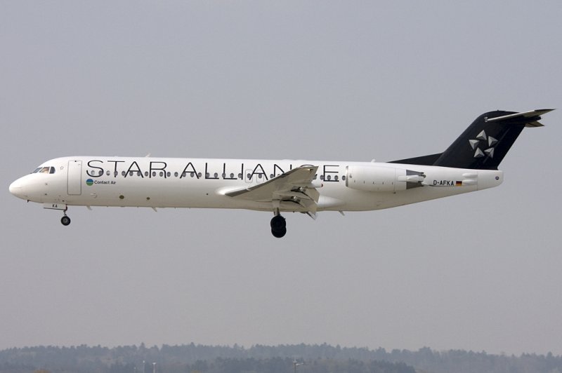 Contact Air, D-AFKA, Fokker, F-100, 13.04.2009, ZRH, Zrich, Switzerland 

