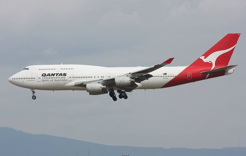 Landeanflug B747 Qantas in Frankfurt.

